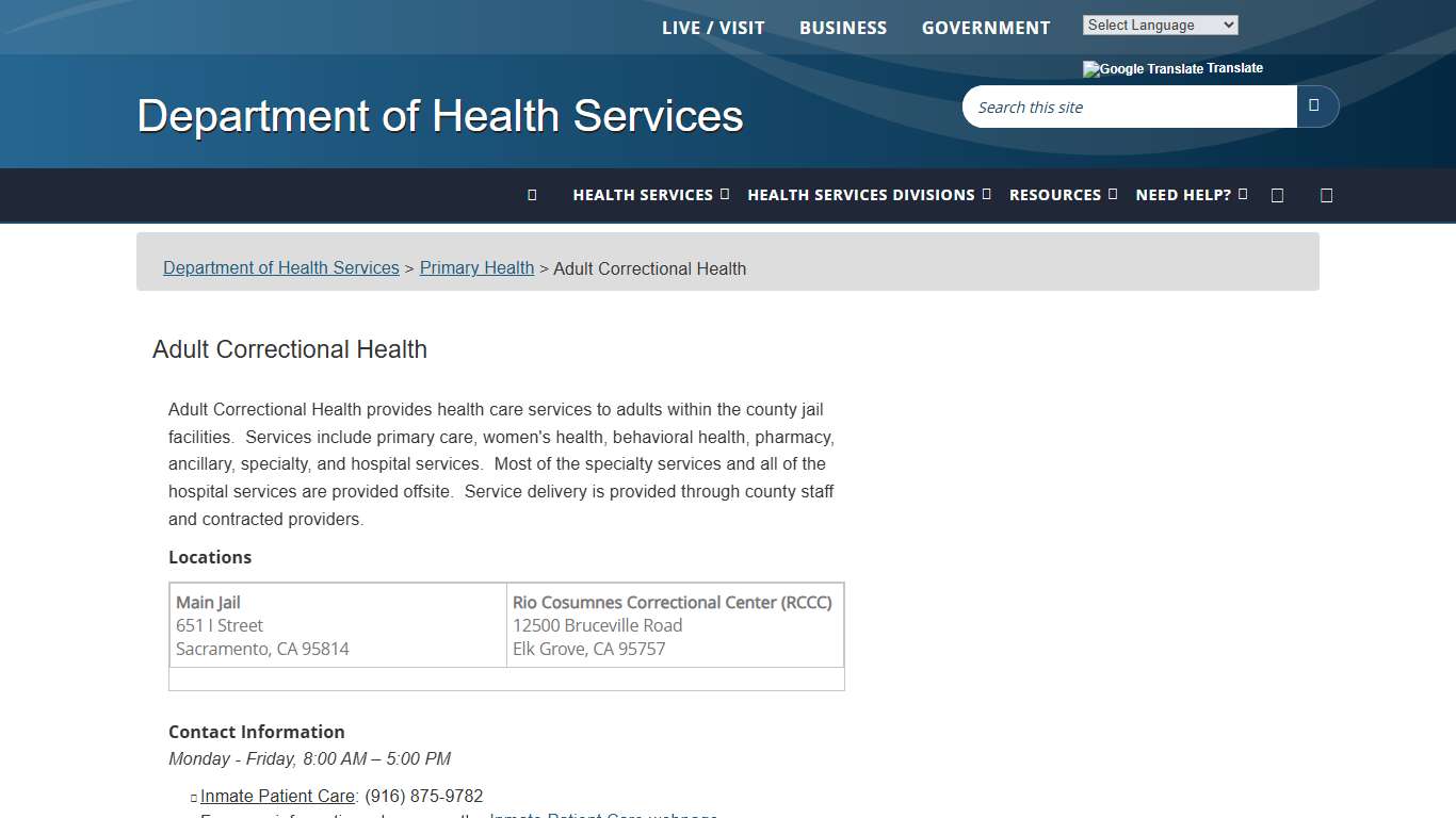 Adult Correctional Health